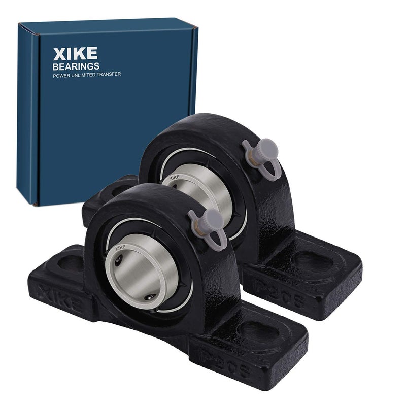 2 Pcs UCP203-11 Bore 11/16" Pillow Block Bearings, Solid Cast Iron Base and Self Aligning Chrome Steel Bearings.